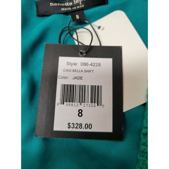 NWT Nanette Lepore Ciao Bella Shift Dress Jade Green Bell Sleeve Boho 8 - Picture 9 of 10